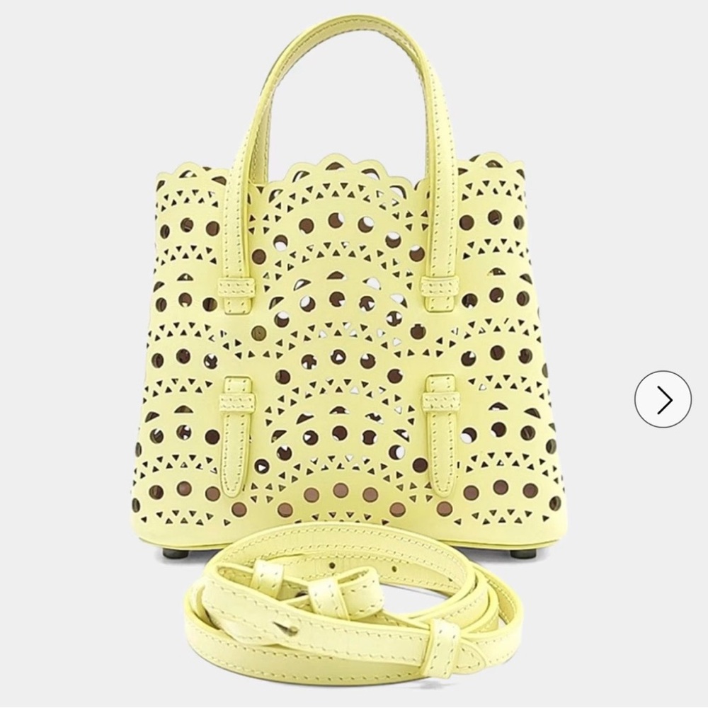 Alaia Yellow Laser-Cut Tote Bag with Detachable Strap “mina” bag